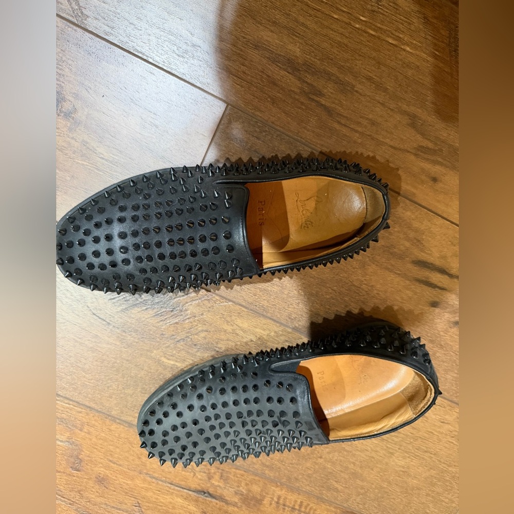 Christian Louboutin Black Studded Loafers - Picture 4 of 6